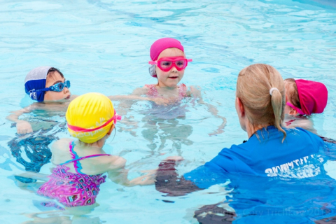 Swimming lesson.